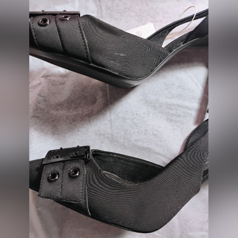 Stradivarius Black Buckle Slingback Heels NWT Size 40 - Picture 8 of 17